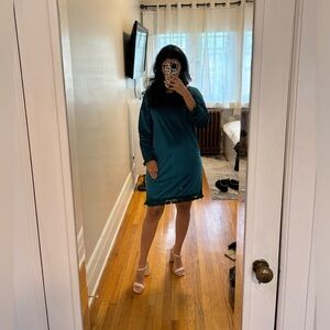 Blue/Green Velour Boho Dress, size S